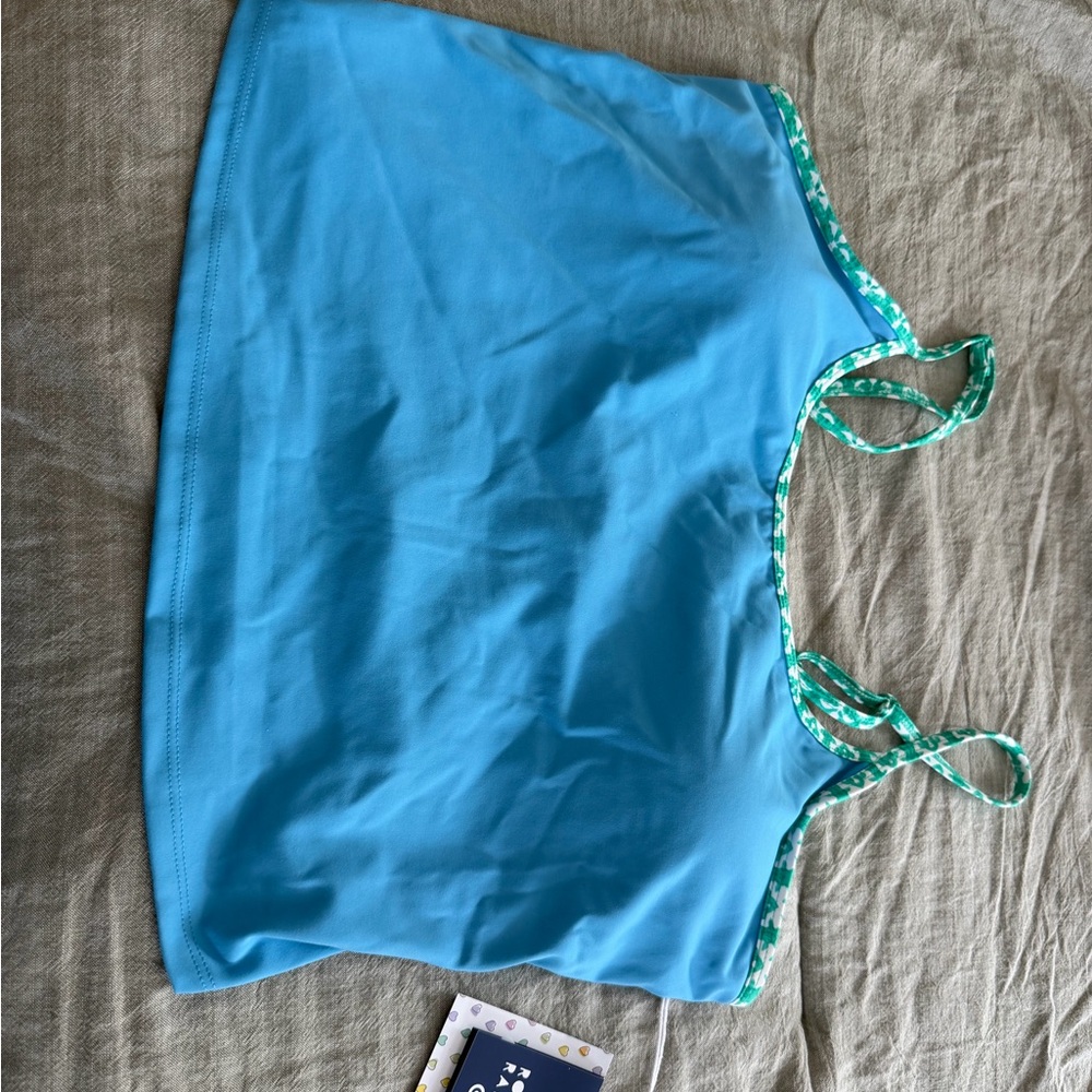Bright Blue Tank Top with Green Trim